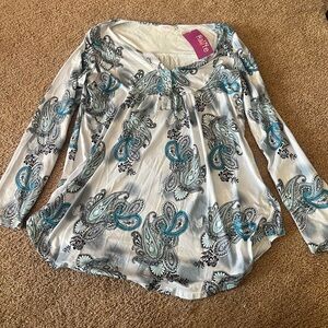 Alife Blue and Gray Paisley Blouse